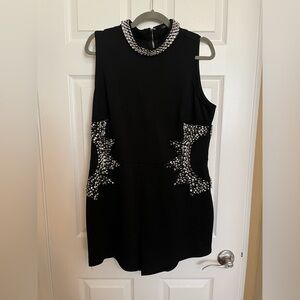 Cute Black Rhinestone Romper